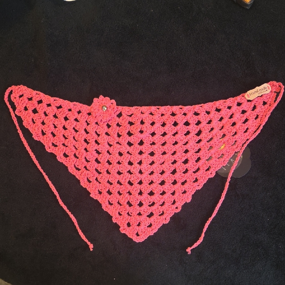 Pink Crochet Bandana